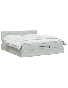 Letto Ottomano con Materasso e LED Grigio Chiaro 180 x 200 cm 2