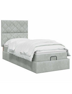 Letto Ottomano con Materasso e LED Grigio Chiaro 90 x 190 cm 2