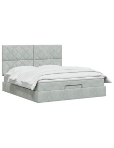 Letto Ottomano con Materasso e LED Grigio Chiaro 180 x 200 cm 2