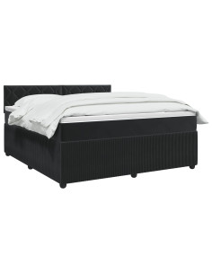 Letto box spring con materasso Nero 180 x 200 cm Velluto 2