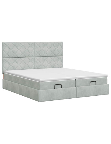 Letto ottomano con materasso 2 pz Grigio Chiaro Velluto