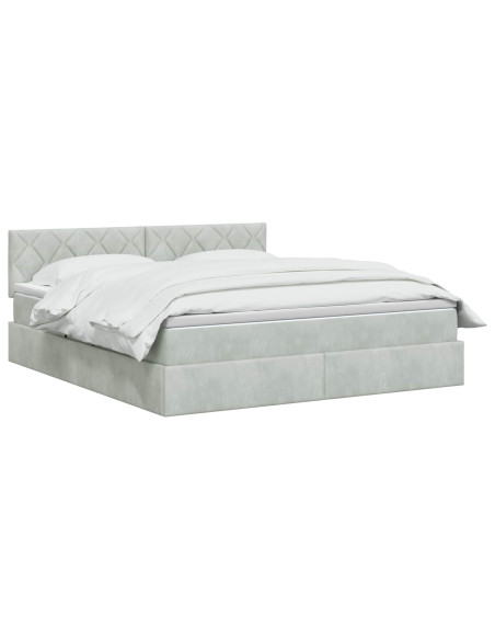 Letto con Contenitore Grigio Chiaro 180 x 200 cm Velluto
