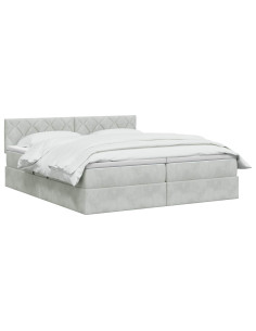 Letto con Contenitore con testiera 2 pz Grigio Chiaro 2