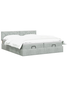 Letto ottomano con materasso 2 pz Grigio Chiaro Velluto 2