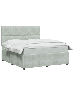 Letto Box Spring LED con Materasso Grigio Chiaro 180 x 200 cm 2