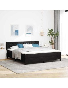 Letto a molle con testiera Nero 200 x 180 cm Velluto