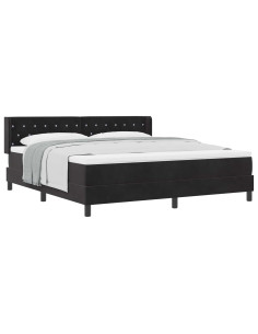 Letto a molle con testiera Nero 200 x 180 cm Velluto 2