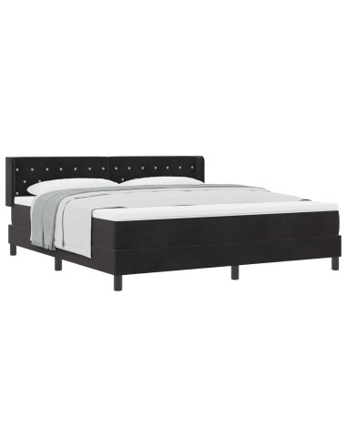 Letto a molle con testiera Nero 200 x 180 cm Velluto