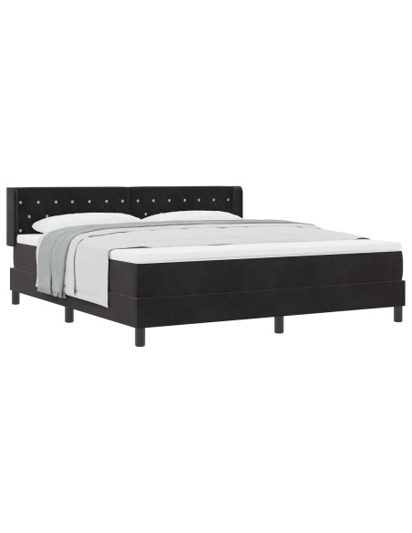 Letto a molle con testiera Nero 200 x 180 cm Velluto