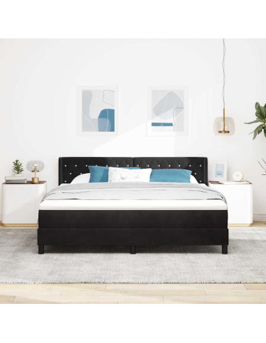 Letto a molle con testiera Nero 200 x 180 cm Velluto
