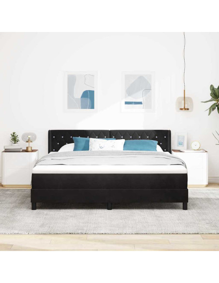 Letto a molle con testiera Nero 200 x 180 cm Velluto