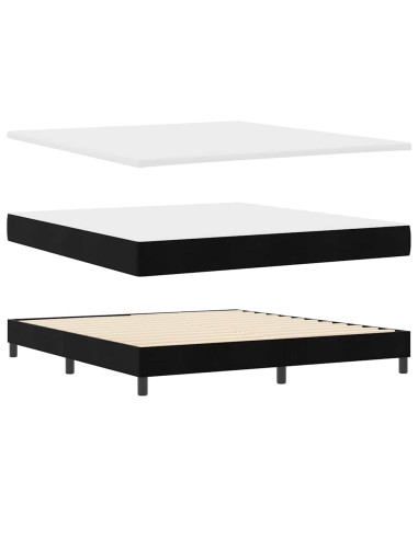 Letto a molle con testiera Nero 200 x 180 cm Velluto