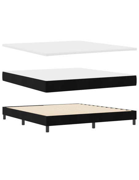 Letto a molle con testiera Nero 200 x 180 cm Velluto