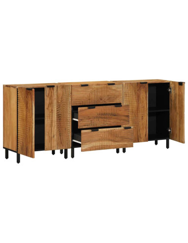 Set di Credenze 3 pz 180 x 33 x 75 cm Legno di Acacia Massello