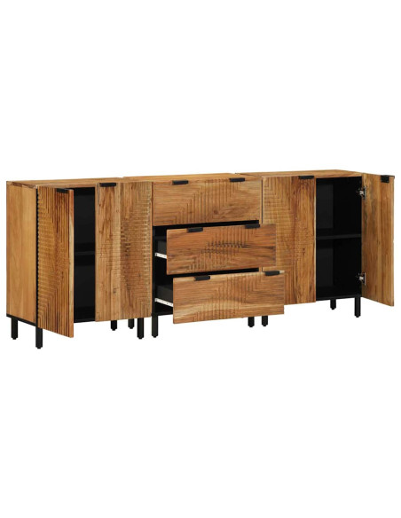 Set di Credenze 3 pz 180 x 33 x 75 cm Legno di Acacia Massello