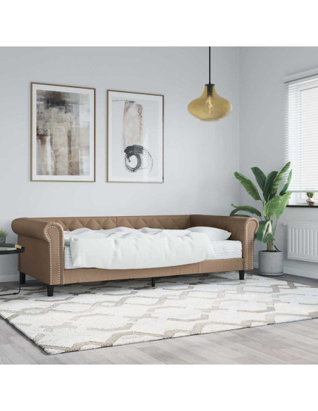 Divano Letto con Materasso Cappuccino 90x200 cm in Similpelle