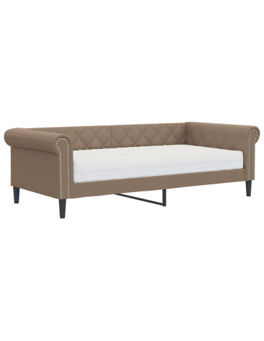 Divano Letto con Materasso Cappuccino 90x200 cm in Similpelle