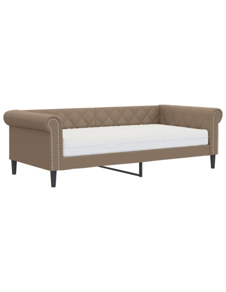 Divano Letto con Materasso Cappuccino 90x200 cm in Similpelle
