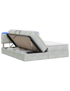 Letto con contenitore LED e materasso Grigio Chiaro