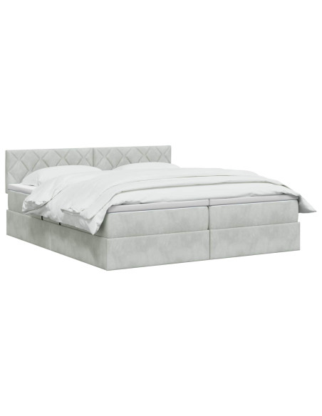 Letto con contenitore LED e materasso Grigio Chiaro
