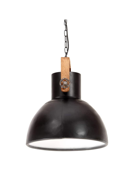 Lampada a Sospensione Industriale 25 W Nera Rotonda 40 cm E27