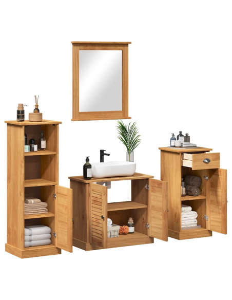 Set di mobili per il bagno VIGO 4 pz Marrone miele