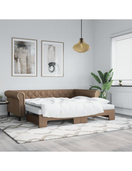 Divano Letto Estraibile Materassi Cappuccino 90x200 Similpelle