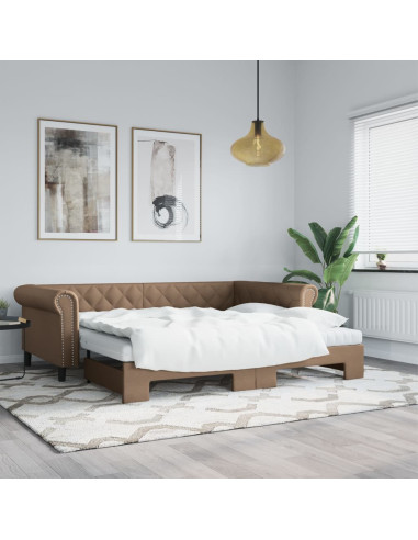 Divano Letto Estraibile Cappuccino 90x200 cm in Similpelle