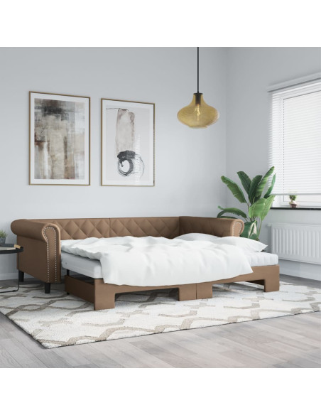 Divano Letto Estraibile Cappuccino 90x200 cm in Similpelle