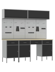 Set di mobili da lavoro con cassetto con blocco 10 pz Nero 2