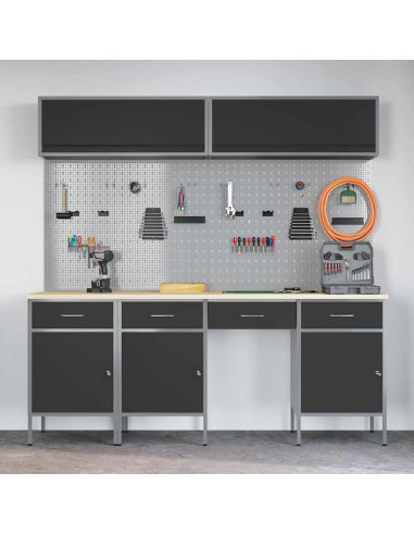 Set di mobili da lavoro con cassetto con blocco 10 pz Nero