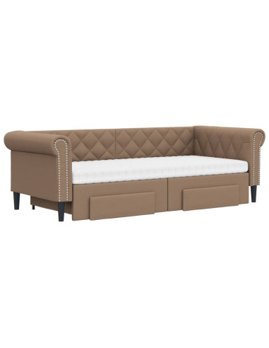 Divano Letto Estraibile Cassetti Cappuccino 90x200cm Similpelle