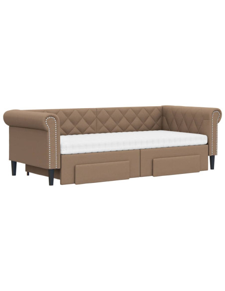 Divano Letto Estraibile Cassetti Cappuccino 90x200cm Similpelle