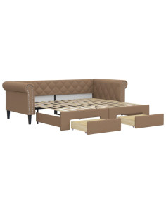 Divano Letto Estraibile Cassetti Cappuccino 90x200cm Similpelle 2