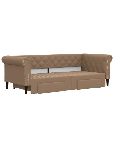 Divano Letto Estraibile Cassetti Cappuccino 90x200cm Similpelle