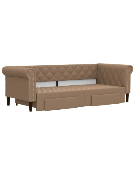 Divano Letto Estraibile Cassetti Cappuccino 90x200cm Similpelle