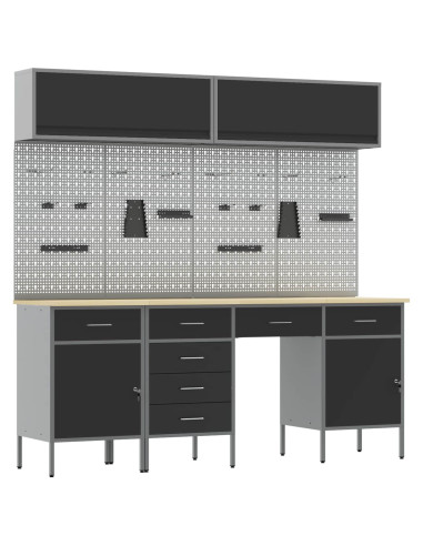 Set di mobili da lavoro con cassetto con blocco 10 pz Nero