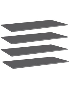 Ripiani per Libreria 4pz Grigio Lucido 80x20x1,5cm Multistrato 2