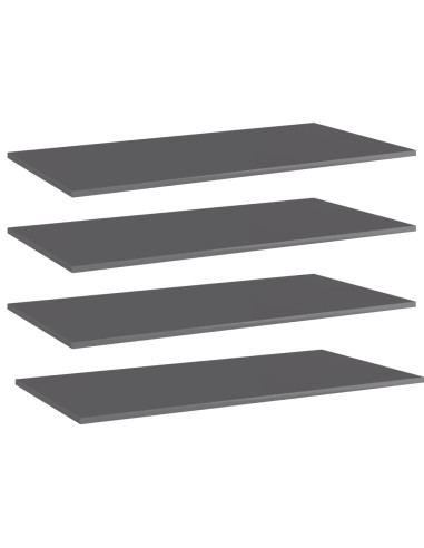 Ripiani per Libreria 4pz Grigio Lucido 80x20x1,5cm Multistrato