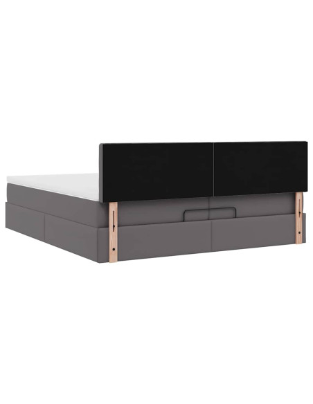 Struttura Letto Pouf con Materasso Grigio 200x200 cm Similpelle