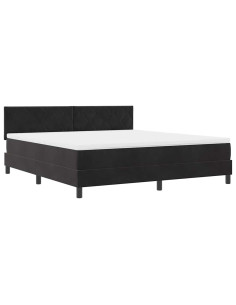 Letto a Sorgente LED con testiera Nero 180 x 200 cm Velluto 2