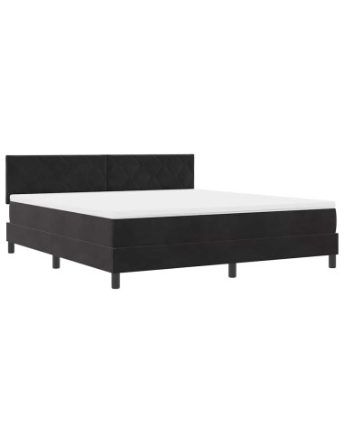 Letto a Sorgente LED con testiera Nero 180 x 200 cm Velluto