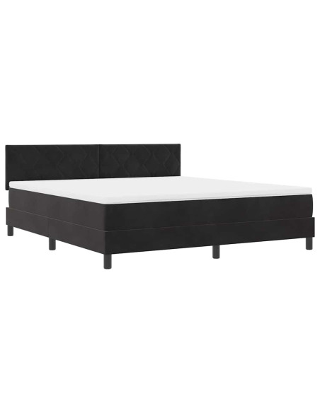 Letto a Sorgente LED con testiera Nero 180 x 200 cm Velluto