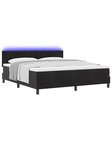 Letto a Sorgente LED con testiera Nero 180 x 200 cm Velluto