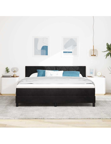 Letto a Sorgente LED con testiera Nero 180 x 200 cm Velluto