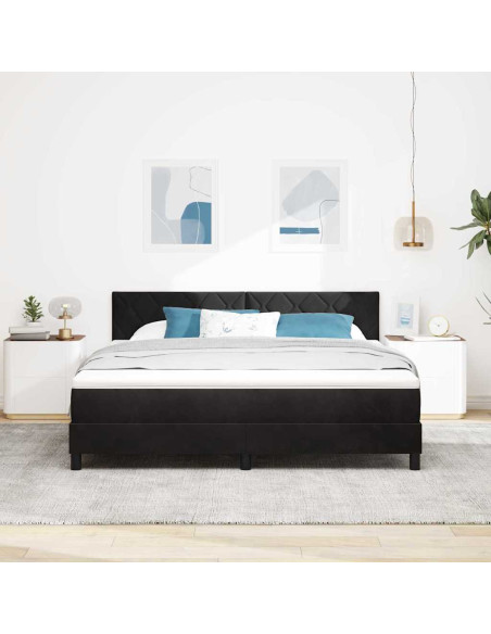 Letto a Sorgente LED con testiera Nero 180 x 200 cm Velluto