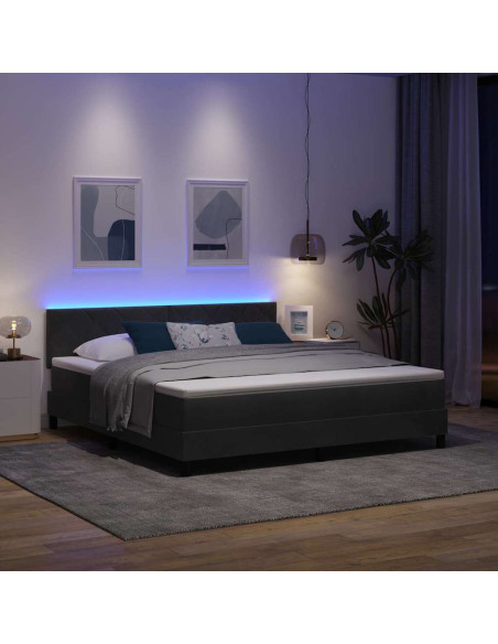 Letto a Sorgente LED con testiera Nero 180 x 200 cm Velluto