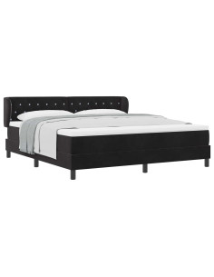 Letto a molle con testiera Nero 180 x 200 cm Velluto 2
