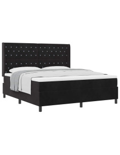 Letto a molle con materasso Nero 180 x 200 cm Velluto 2