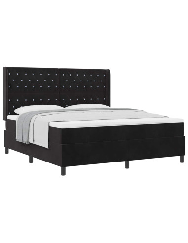 Letto a molle con materasso Nero 180 x 200 cm Velluto